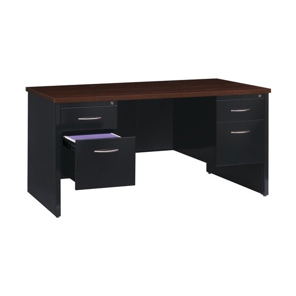 Lorell DESK, 30inX60in DBL PED, BK/WL LLR79141 - main